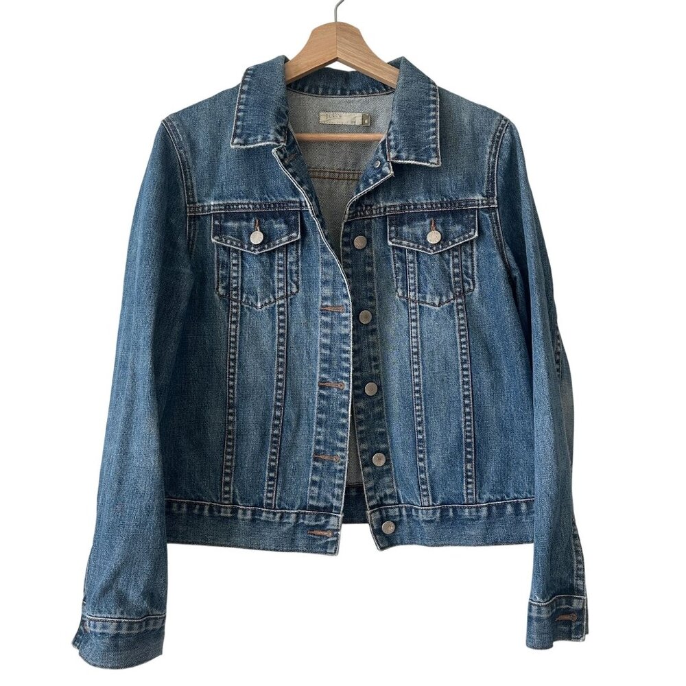 J.Crew Womens Medium Denim Jacket With Button Closures & Chest Pockets M